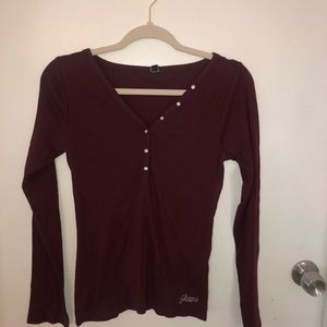 Maroon long sleeve from guess. Size L
